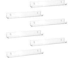 YONO LP Opbergsysteem Acryl - Houder aan de Muur - Platen Standaard - Display - Vinyl Rek - Platenhouder - 6 Stuks - Transparant