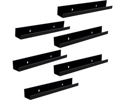 YONO LP Opbergsysteem Acryl - Houder aan de Muur - Platen Standaard - Display - Vinyl Rek - Platenhouder - 6 Stuks - Zwart