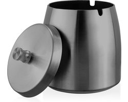 YONO Metalen Asbak met Deksel - voor Buiten en Binnen - RVS - Zwart