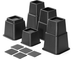 YONO Meubelverhogers - 8 Verhogers Stapelbaar - Bedverhoger - Tafelverhoger - Tafelpoot - Meubel Verhoger - Zwart