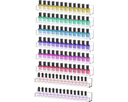 YONO Nagellak Display - Wand Rek Houder en Organizer - Gel Polish Opbergen - Transparant - 8 Stuks