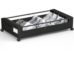 YONO Opbergbox met Wieltjes - voor onder het Bed - Opbergmand met Deksel - Opbergdoos Kleding - Schoenen Organizer - Zwart
