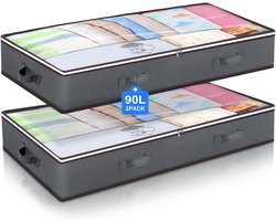 YONO Opbergbox voor onder het Bed - 90L - Opbergtas Kleding en Beddengoed - Opvouwbare Organizer - 2 Stuks