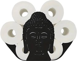 YONO Reserverolhouder Staand - Boeddha Beeld - Toiletrolhouder - WC Rolhouder - Zwart