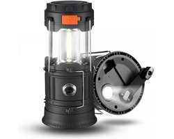 YONO Stormlantaarn Opwindbaar en Zonne Energie - LED Outdoor Camping Lantaarn Windlicht voor Buiten - Tentlamp - Opwindbare Zaklamp en Powerbank - Zwart