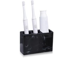YONO Tandenborstelhouder Vrijstaand - Houder Tandenborstel - Scheermesje - Electrische - Opzetstukjes - Bakje Badkamer Organizer - Marmer Zwart