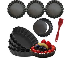 YONO Tartelettevormen - Mini Taartvormpjes 8 cm - Tartelette Bakvorm - Quichevormpjes met Losse Bodem - 8 Stuks