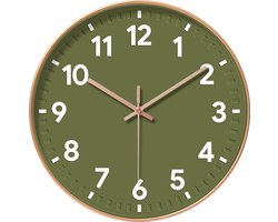 YONO Wandklok Modern - Stille Klok - 30 cm - Donkergroen