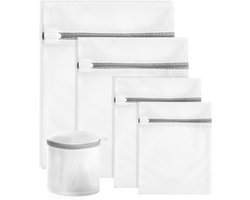 YONO Waszakken Set - 5 Stuks - Wasnetten met Rits voor Wasgoed - Waszak Wasmachine - Groot - Wit