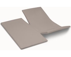 YOON hoeslaken katoensatijn dubbele split taupe - 160x200 cm - 100% katoensatijn - geschikt voor topmatras