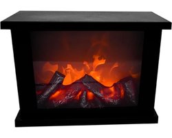 YOR® Sfeerhaarden -Sfeerhaard met Schouw- LED-haard met bedrieglijk echte vlameffecten - Zwart - 11cm x 19cm x 29cm