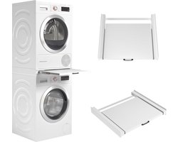 YOR® Tussenstuk Wasmachine Droger - Stapelkit - Tussenstuk Wasmachine en Droger - Tussenstuk Wasmachine Droger Zwart - Tussenstuk Wasmachine Droger Aeg - Wit - 54cm x 60cm x 8cm