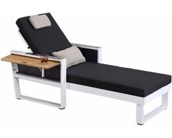 York ligbed rechts aluminium wit teak