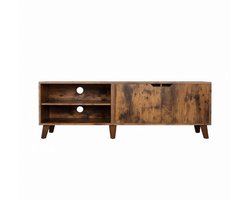 York Tv Kast - tv-meubel met 2 deuren - Kast voor tv's tot 60" - tv-kast met verstelbare planken - industrieel - bruin