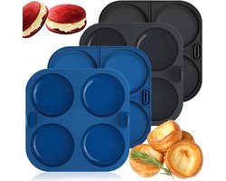 Yorkshire pudding bakplaat voor Air Fryer - 4 stuks - Burger Bun vorm - Muffin Top Pan - 4 cups - Yorkshire Pudding vormen - Muffin - Whoopie Pie - siliconen.