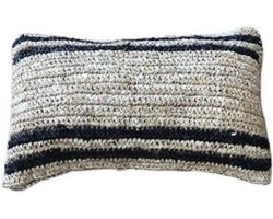 Yoshiko - Lama - Raffia Sierkussen - Kussen S 30x50cm - Naturel/Antraciet