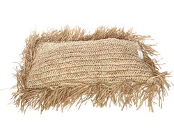 Yoshiko - Sunda S kussen naturel sierkussen van zeegras raffia - 50x30cm