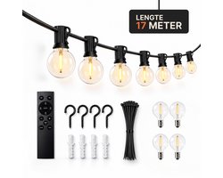 YØT® Lichtsnoer Buiten - 32 LED lampjes - 17M Prikkabel - IP44 Lichtslinger Met Afstandsbediening - Buitenverlichting - Dimbaar - 2700K Warm Wit