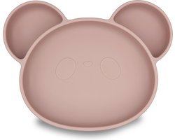 Youly® Siliconen kinderbord beer - Kinderservies - Baby servies - Baby bord - Anti Slip - Bord met zuignap - BPA vrij - Poeder Roze