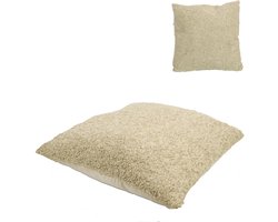 Youna Label - Sierkussen 60x60 - Teddy - Lichtbruin - Kussen voor Bank & Woonkamer