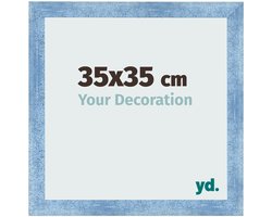 Your Decoration - Fotolijst 35x35 cm - MDF - Helder Blauw Geveegd - Pisa