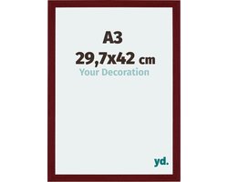 Your Decoration - Fotolijst A3 29,7x42 cm - MDF - Wijnrood Geveegd - Mura