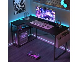 Your Paradise - L-vormig bureau, 100 x 70 cm, gamingtafel met opbergvakken, omkeerbare pc-hoektafel, computertafel, corner gamingtafel voor studie, werk, thuis, slaapkamer, zwart