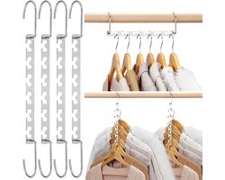 YOZHIQU 4-delige kledingkastorganizer - ruimtebesparend - 6 kaartsleuven - antislip hangers - metaal - geschikt voor zware kleding - 26 cm lang