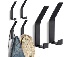 YOZHIQU 6-delige kapstokhaak - Wandkapstokhaak - Met schroeven - Moderne kapstokhaak - Geschikt voor garderobekasten, jassen, mantels, hoeden, sjaals, handdoeken - Zwart