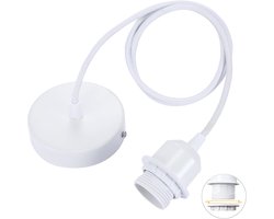 YOZHIQU E27 fitting - met schroefring - 100cm - verstelbaar stoffen snoer - E27 uitvoering - geschikt voor hanglampen en lampenkappen - wit - ideaal geschikt voor hanglampen in de keuken