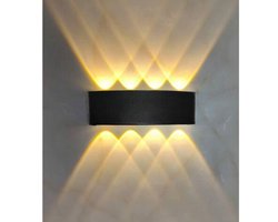 YOZHIQU Wandlamp voor binnen - Wandlamp boven en onder - Materiaal aluminium - 8W - 3000K warm wit licht - Waterdichte wandlamp - Geschikt voor woonkamers en garages - 21x7x5cm - Zwart