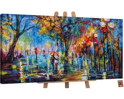 YS Schilderij Canvas schilderij groot handgeschilderd herfstallee herfst bomen Ð YS-Art Gallery Ð Luxe wanddecoratie voor woonkamer Ð Modern schilderij voor slaapkamer en hal Without Floater Frame 100x50