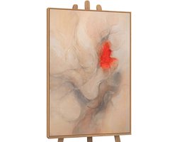 YS Schilderij "Grenzen van de Illusie" - Handgeschilderd canvas schilderij - Wanddecoratie Moderne kunst - Beige en grijs - Geometrisch - Muurdecoratie woonkamer - Slaapkamer decoratie - Kamer accessoires - Schilderij modern met lijnen Wood 140x100