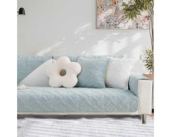 YSZBD Antislip Grappige Fuzzy Sofa Cover 3/2/4/1-zits bankhoezen, hoekbank fauteuil bankhoezen i/u-vorm omkeerbare wasbare beschermer voor huisdieren en kinderen, blauw - 110 x 240 cm