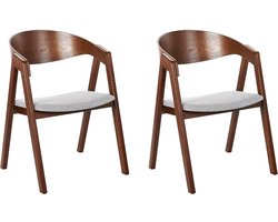 YUBA - Eetkamerstoel set van 2 - Donkerhout/Grijs - Polyester