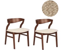 YUBA - Eetkamerstoel set van 2 - Lichtbeige - Bouclé