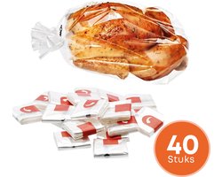 YUGN 40 Braadzakken Voor Oven en Magnetron – 40 Braadzakken + 40 Sluitstrips – 38 × 24 cm – Geschikt voor Hele Braadkip – eBook