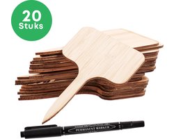 YUGN Plantenlabels 20 Stuks - Bamboe - Inclusief 1 pen - Plantenstekers Planten Labelen - Kruiden Labelen - Steeketiketten Moestuin Bordjes