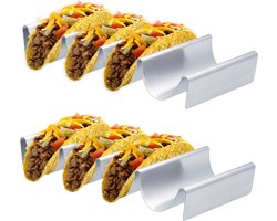 YUGN Taco Houder RVS Ovenbestendig - Set van 2 - Voor 8 Taco's - Roestvrij Staal - Tortilla Houder - Tacostandaard