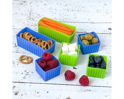 Yumbox set van 6 siliconen bakjes - blauw/groen