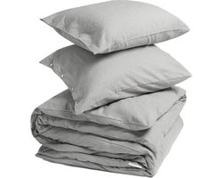 Yumeko dekbedovertrek flanel lichtgrijs 200x220 + 2/60x70 - Biologisch & ecologisch