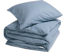 Yumeko dekbedovertrek flanel light blauw 140x220 + 1/60x70 - Biologisch & ecologisch