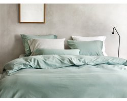 Yumeko dekbedovertrek flanel pale groen 200x200 (zonder slopen) - Biologisch & ecologisch