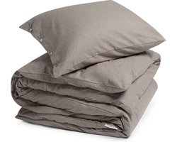 Yumeko dekbedovertrek flanel stone bruin 140x220 + 1/60x70 - Biologisch & ecologisch