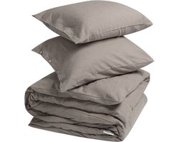 Yumeko dekbedovertrek flanel stone bruin 200x220 + 2/60x70 - Biologisch & ecologisch