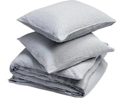 Yumeko dekbedovertrek gewassen linnen blauw chambray 200x220 + 2/60x70 - Biologisch & ecologisch