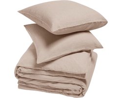 Yumeko dekbedovertrek gewassen linnen dusty roze 240x220 + 2/60x70 - Biologisch & ecologisch