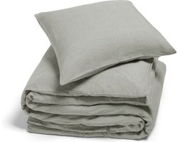 Yumeko dekbedovertrek gewassen linnen mistig groen 140x220 + 1/60x70 - Biologisch & ecologisch