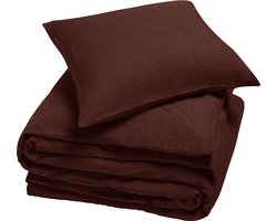 Yumeko dekbedovertrek gewassen linnen rosewood 140x220 + 1/60x70 - Biologisch & ecologisch