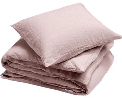 Yumeko dekbedovertrek gewassen linnen roze chambray 140x220 + 1/60x70 - Biologisch & ecologisch